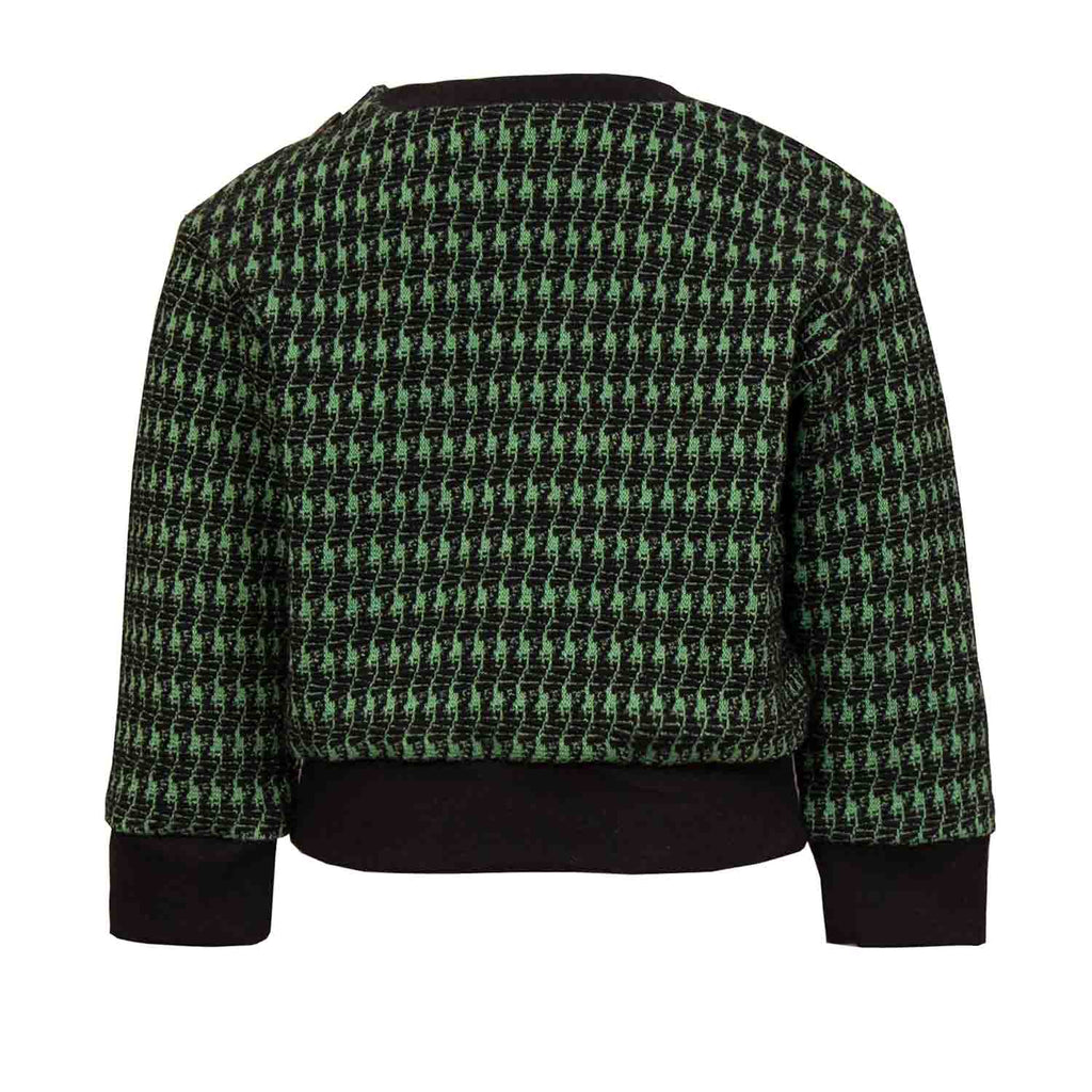 Black and green pied de poule Baby Sweatshirt with Dragon Appliqué - money shopping คุ้ม