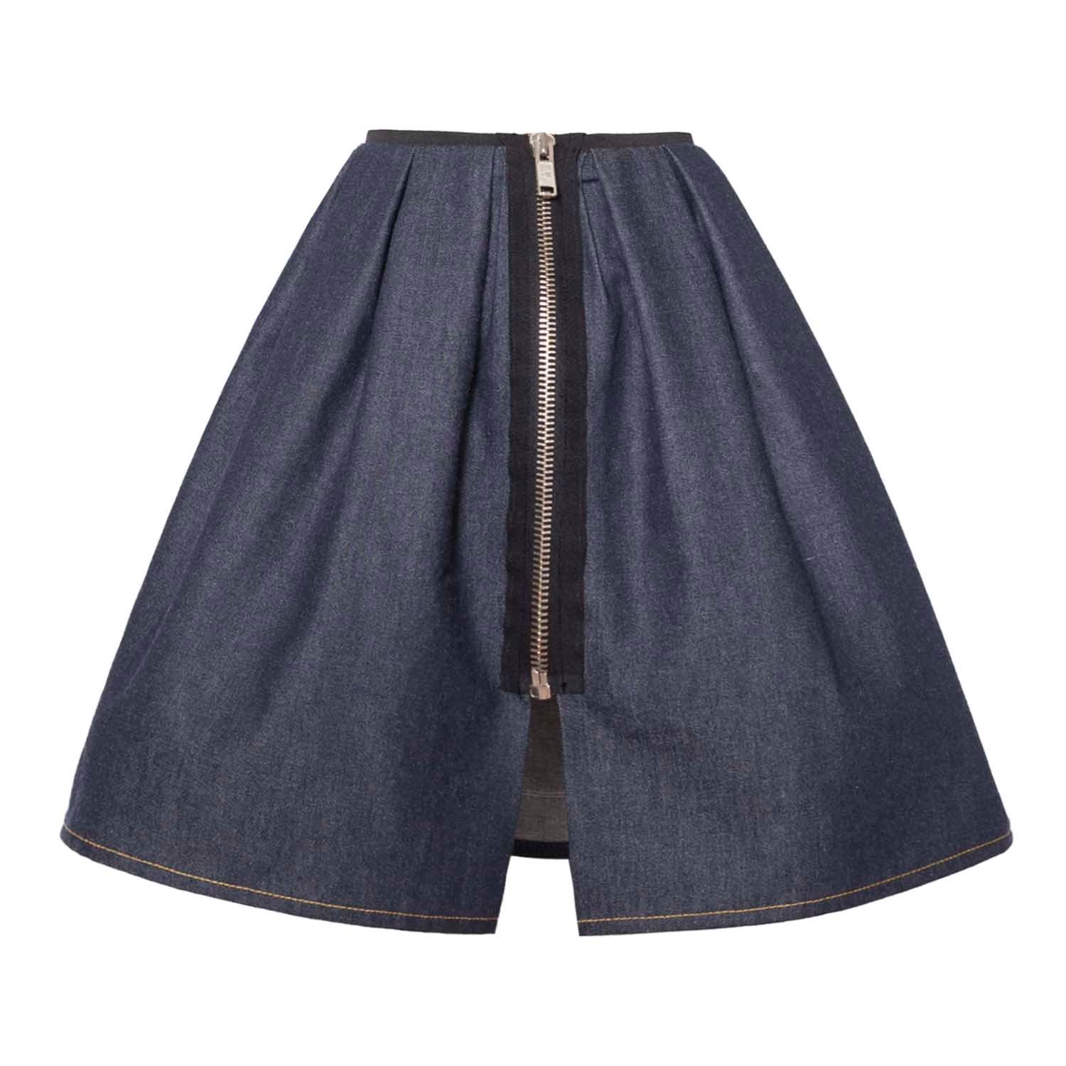 Blue Denim Skirt with Appliqué - money shopping คุ้ม