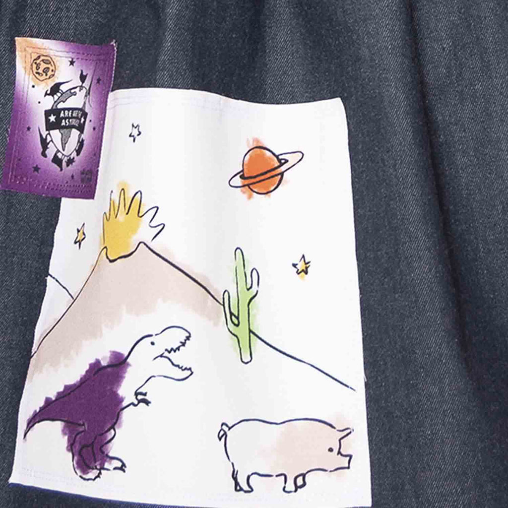 Blue Denim Skirt with Appliqué - money shopping คุ้ม