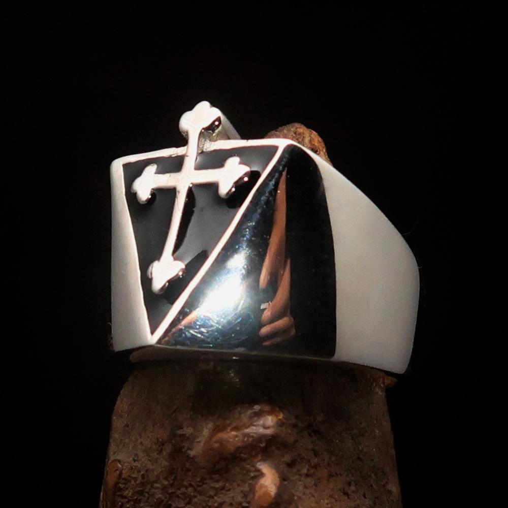 Excellent crafted Men's Black Coptic Cross Ring - Sterling Silver - money shopping คุ้ม