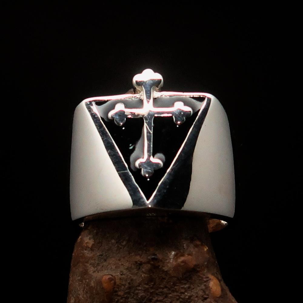 Excellent crafted Men's Black Coptic Cross Ring - Sterling Silver - money shopping คุ้ม