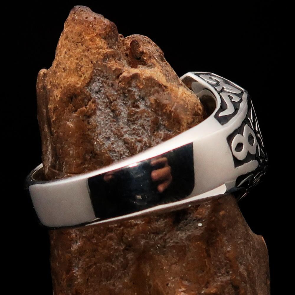 Excellent crafted Men's Black Outlaw Biker Ring 1% - Sterling Silver - money shopping คุ้ม