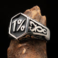 Excellent crafted Men's Black Outlaw Biker Ring 1% - Sterling Silver - money shopping คุ้ม