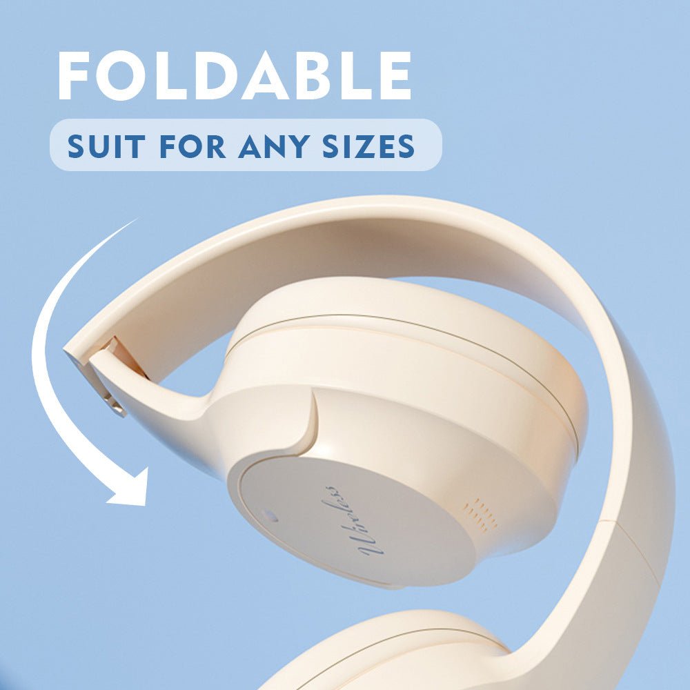 NNEDSZ Black Wireless Bluetooth Headphones with Hi - Fi Bass, Foldable Design, and Card Slot - money shopping คุ้ม