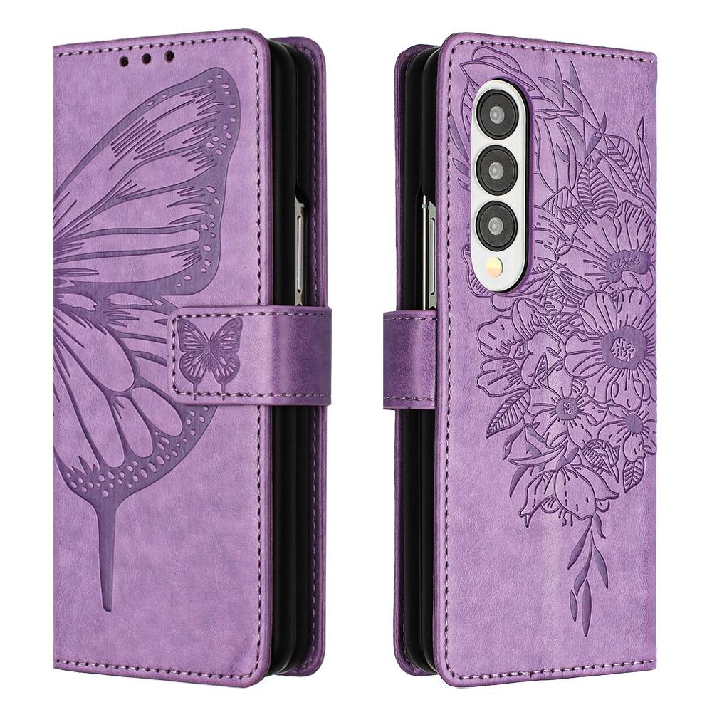 NNEDSZ Butterfly Embossed Leather Phone Case - Light Purple - money shopping คุ้ม