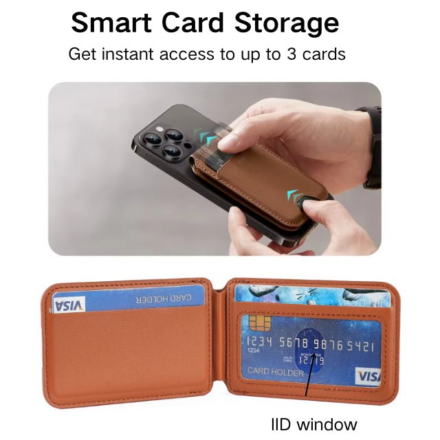 NNEDSZ Dark Purple MagSafe Magnetic Wallet with Stand - PU Leather Card Holder for iPhone - money shopping คุ้ม