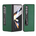 NNEDSZ Premium Leather Phone Case With Holder For Samsung Galaxy Z Fold 4 / 5G - Luxury Design - Night Green - money shopping คุ้ม