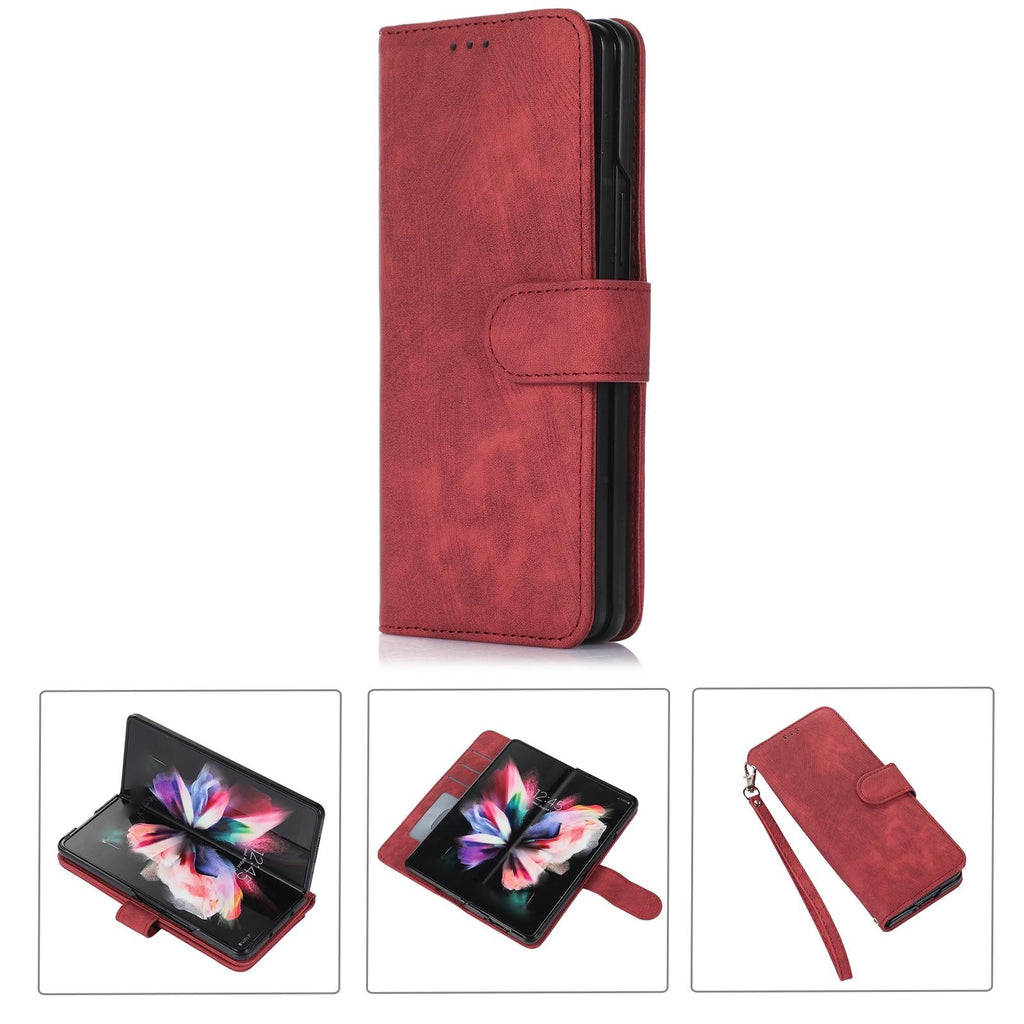 NNEDSZ Samsung Galaxy Z Fold 4 Leather Phone Case With Pen Slot - Horizontal Flip - money shopping คุ้ม