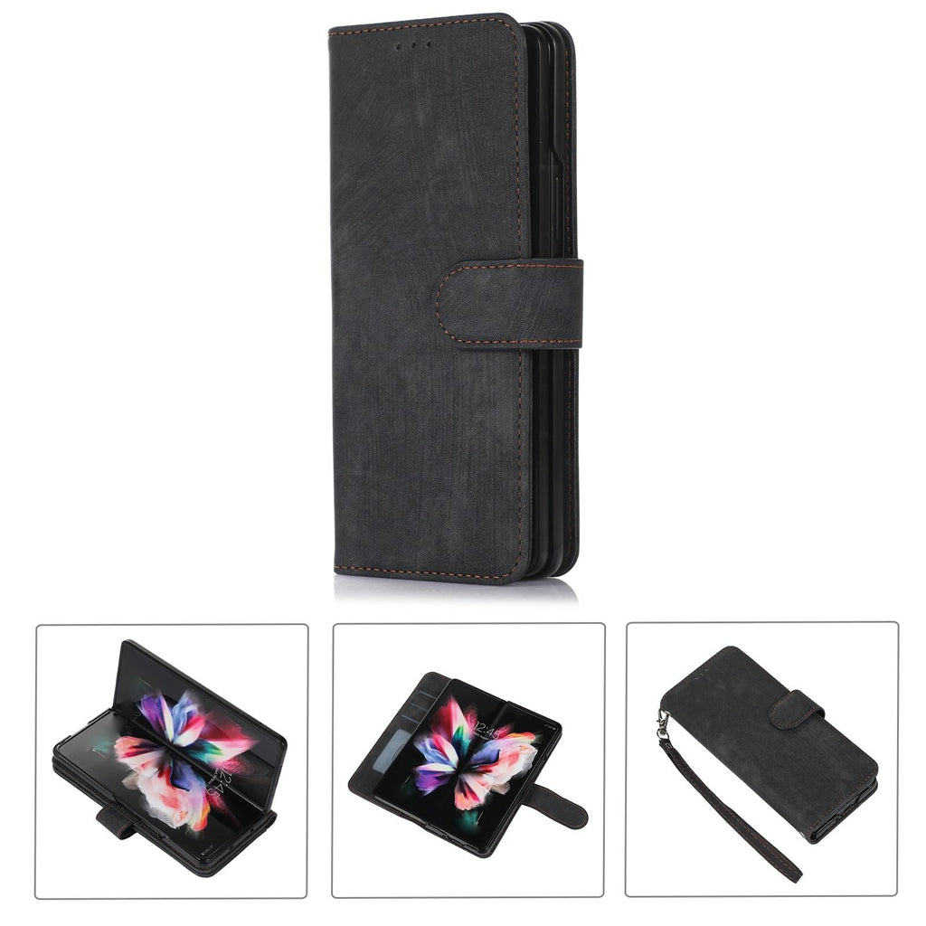 NNEDSZ Samsung Galaxy Z Fold 4 Leather Phone Case With Pen Slot - Horizontal Flip - money shopping คุ้ม