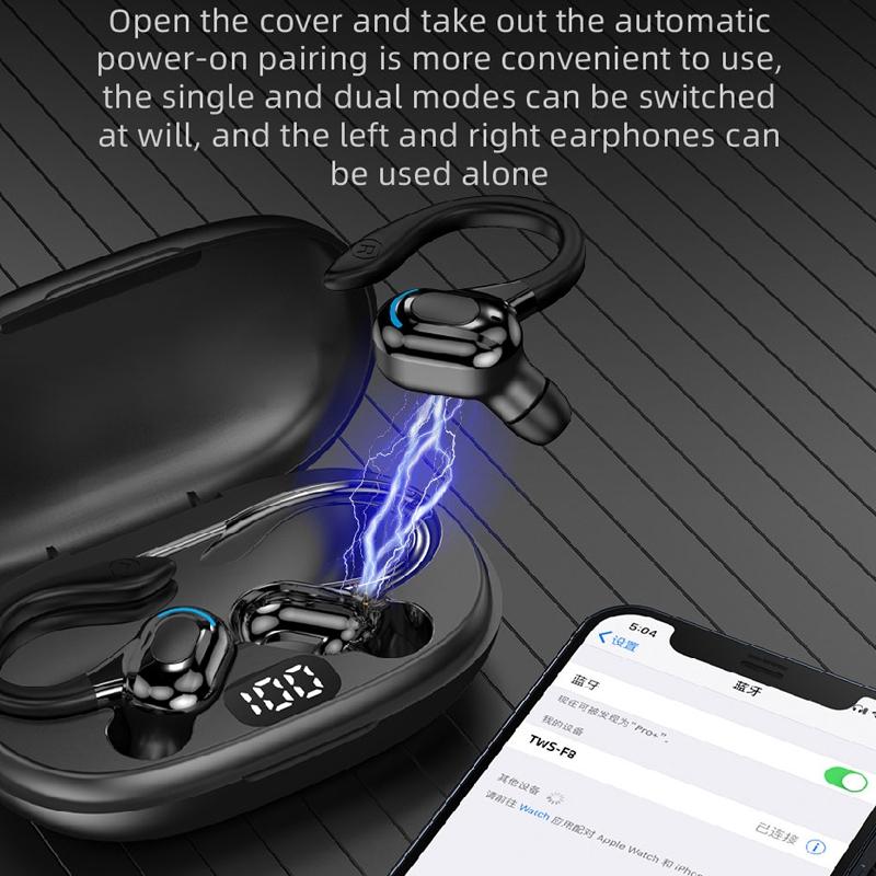 NNEDSZ Wireless Bluetooth Earphones With Charging Case - F8 - Red Double Ear - money shopping คุ้ม