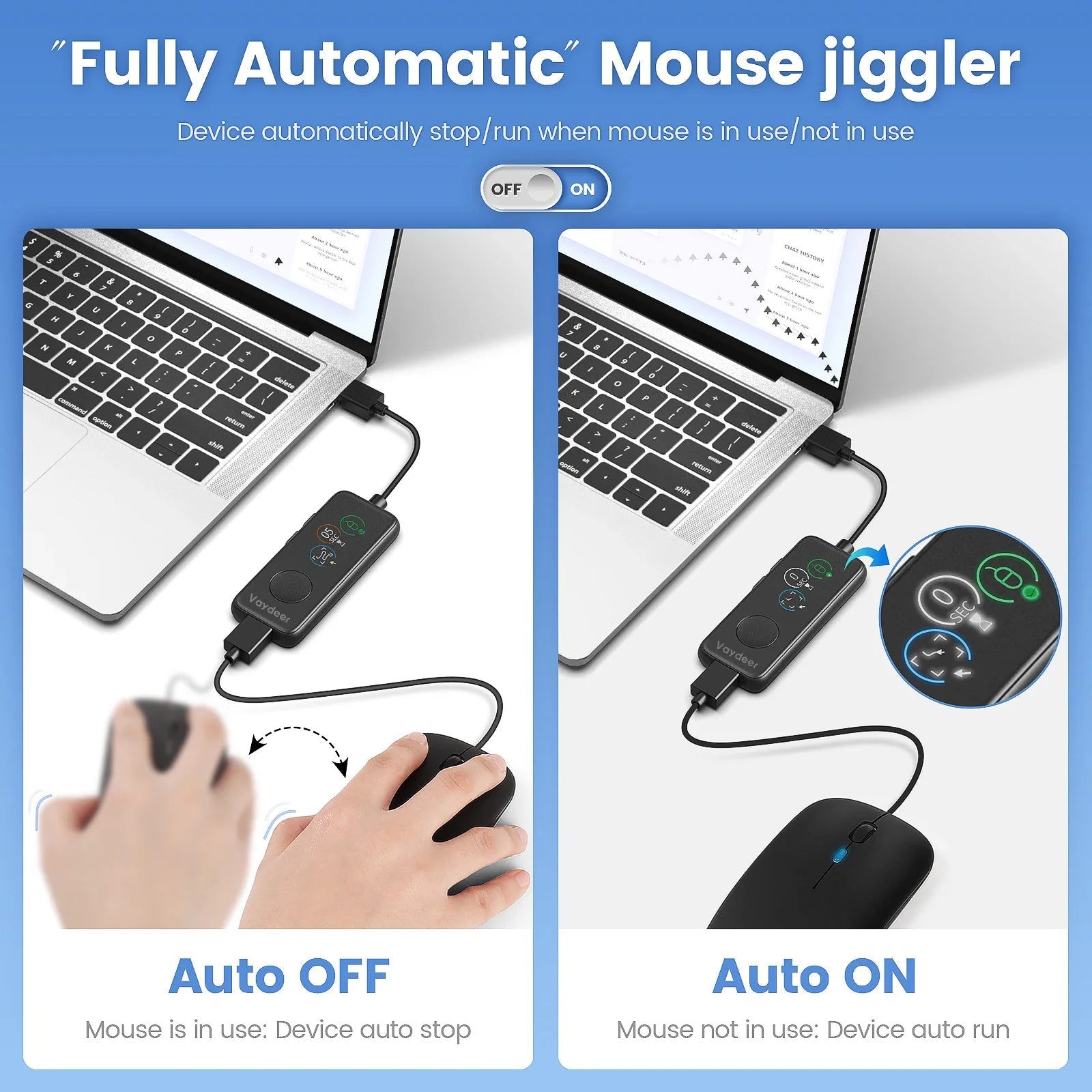 NNEOBA Fully Automatic USB Mouse Jiggler with HD Screen - money shopping คุ้ม