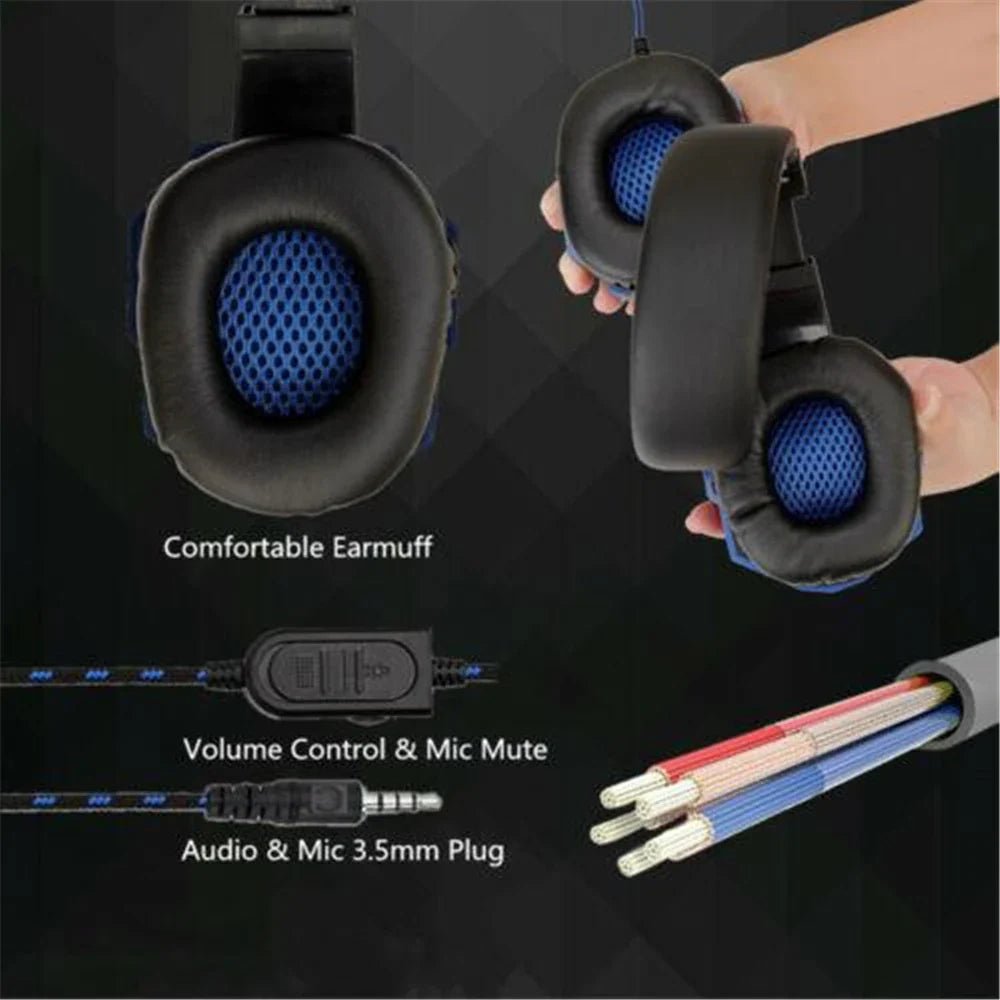 NNEOBA Wired Gaming Headset with Noise Cancelling Microphone(Blue) - money shopping คุ้ม