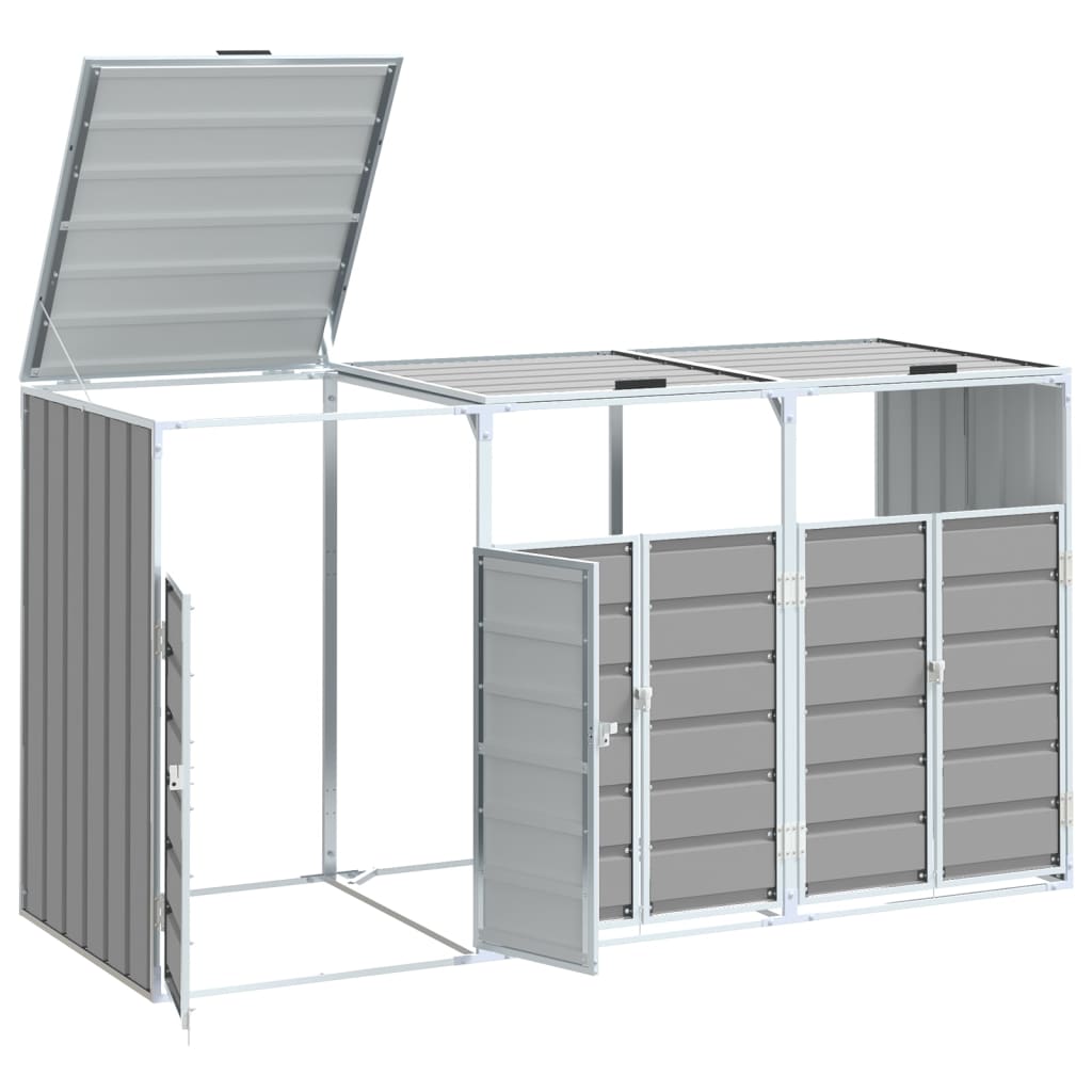 NNEVL Wheelie Bin Storage for Triple Bins Grey 216x81x115 cm Steel - money shopping คุ้ม
