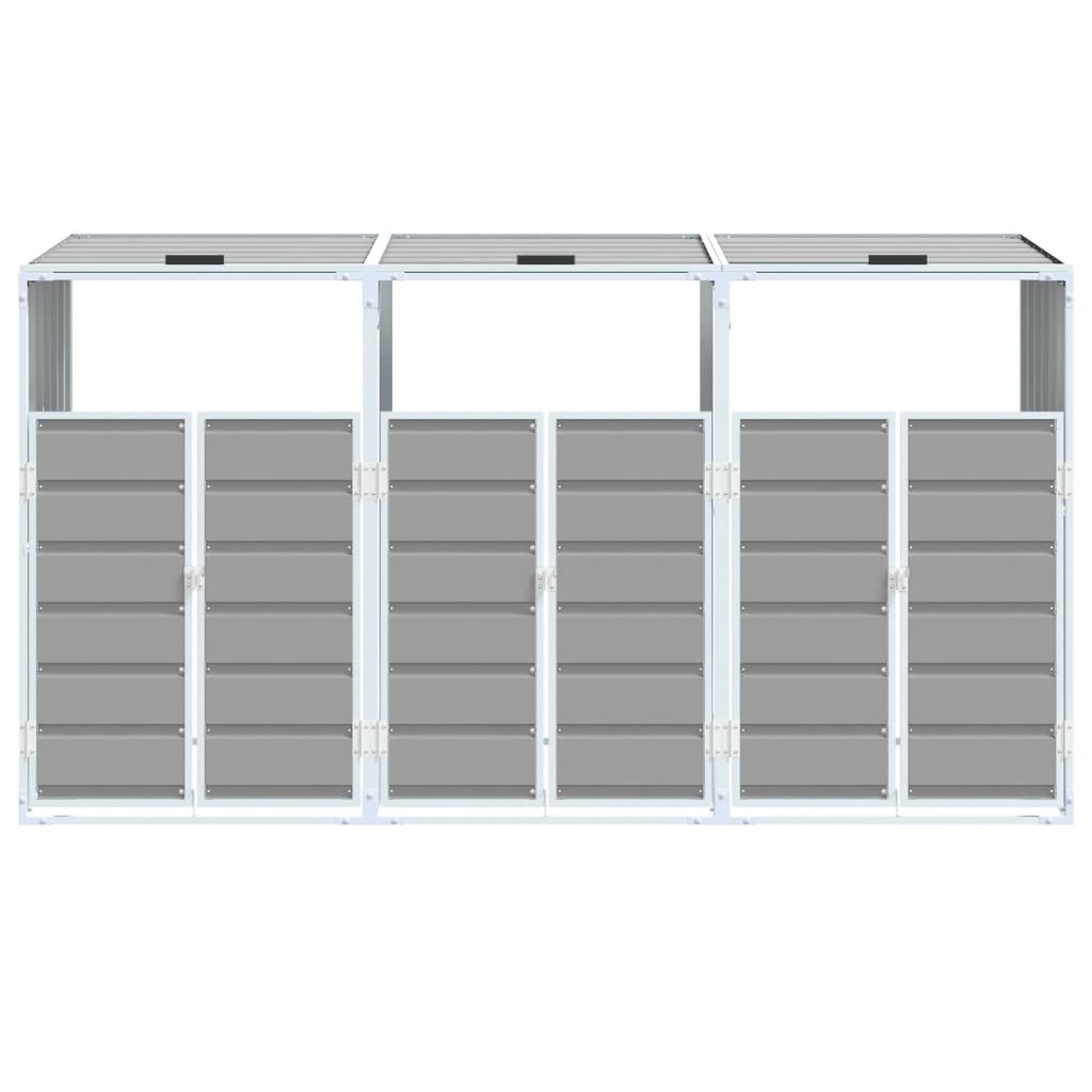 NNEVL Wheelie Bin Storage for Triple Bins Grey 216x81x115 cm Steel - money shopping คุ้ม