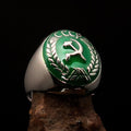 Perfectly crafted Men's Communist Ring green Hammer Sickle Crest CCCP - Sterling Silver - money shopping คุ้ม
