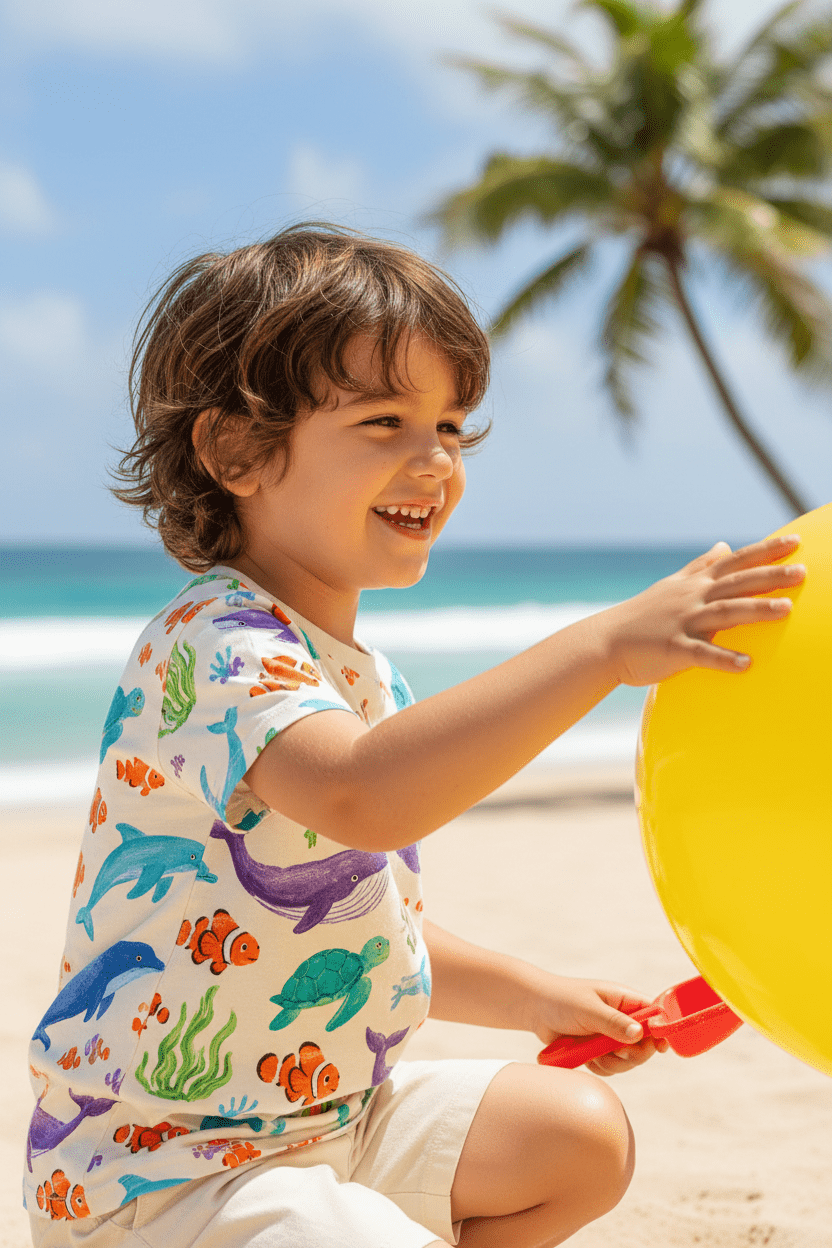 เสื้อเด็กลายสัตว์น้ำน่ารัก - money shopping คุ้ม