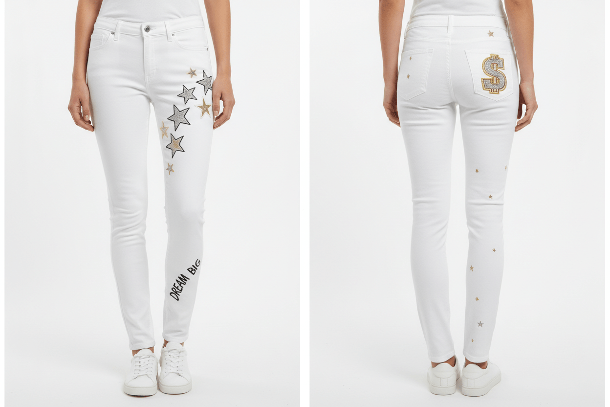 กางเกงยีนส์ลายพิเศษ ทรงกระบอก - money shopping คุ้ม