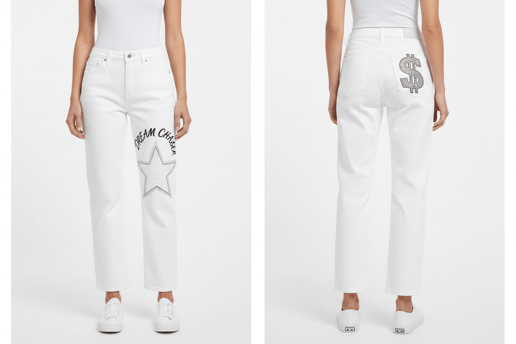 กางเกงยีนส์ลายพิเศษ ทรงกระบอก - money shopping คุ้ม