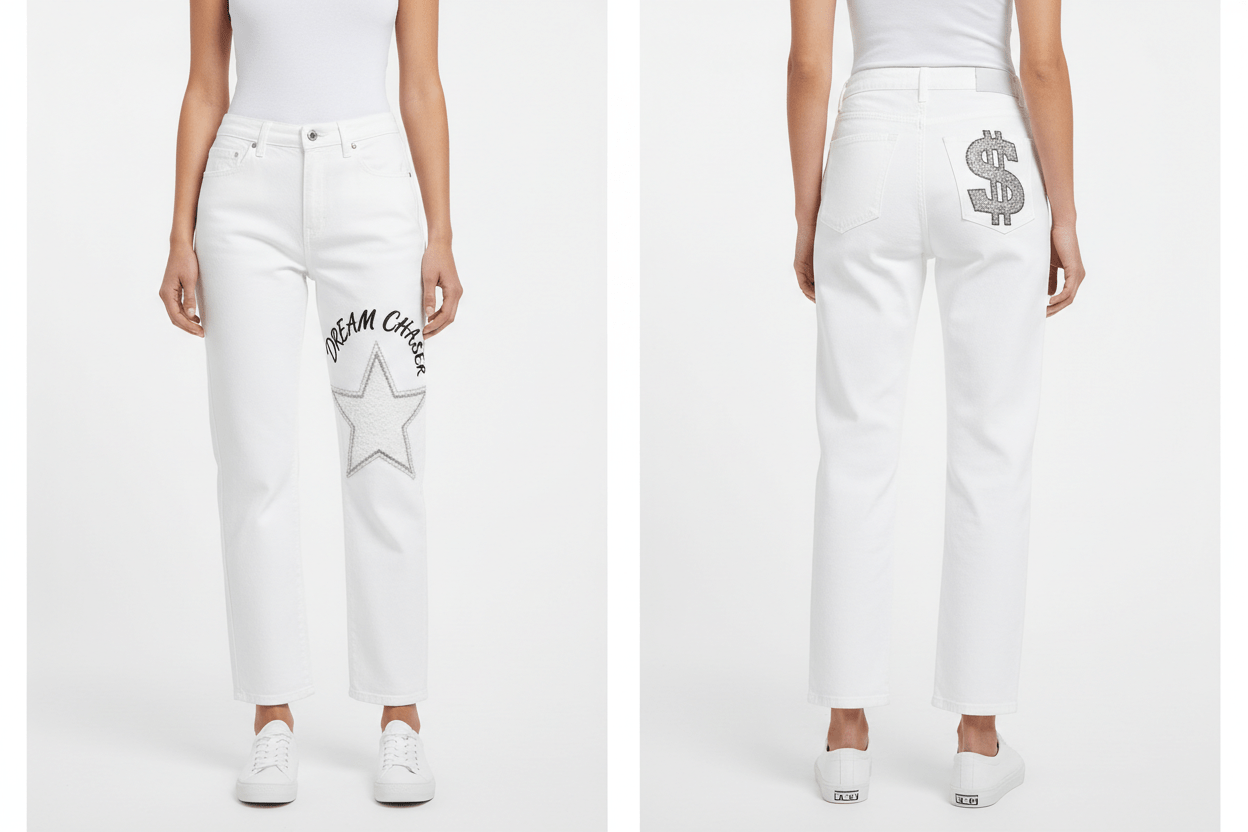 กางเกงยีนส์ลายพิเศษ ทรงกระบอก - money shopping คุ้ม