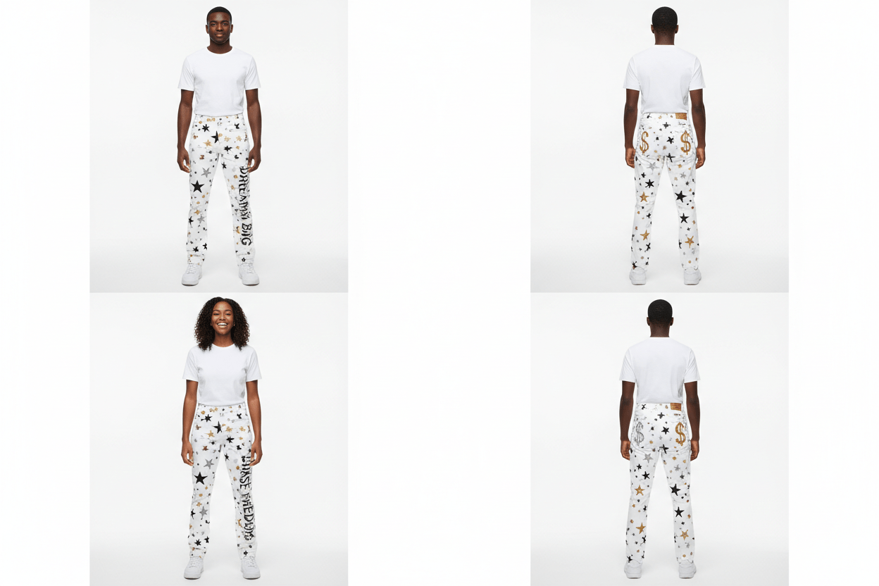 กางเกงยีนส์ลายพิเศษ ทรงกระบอก - money shopping คุ้ม