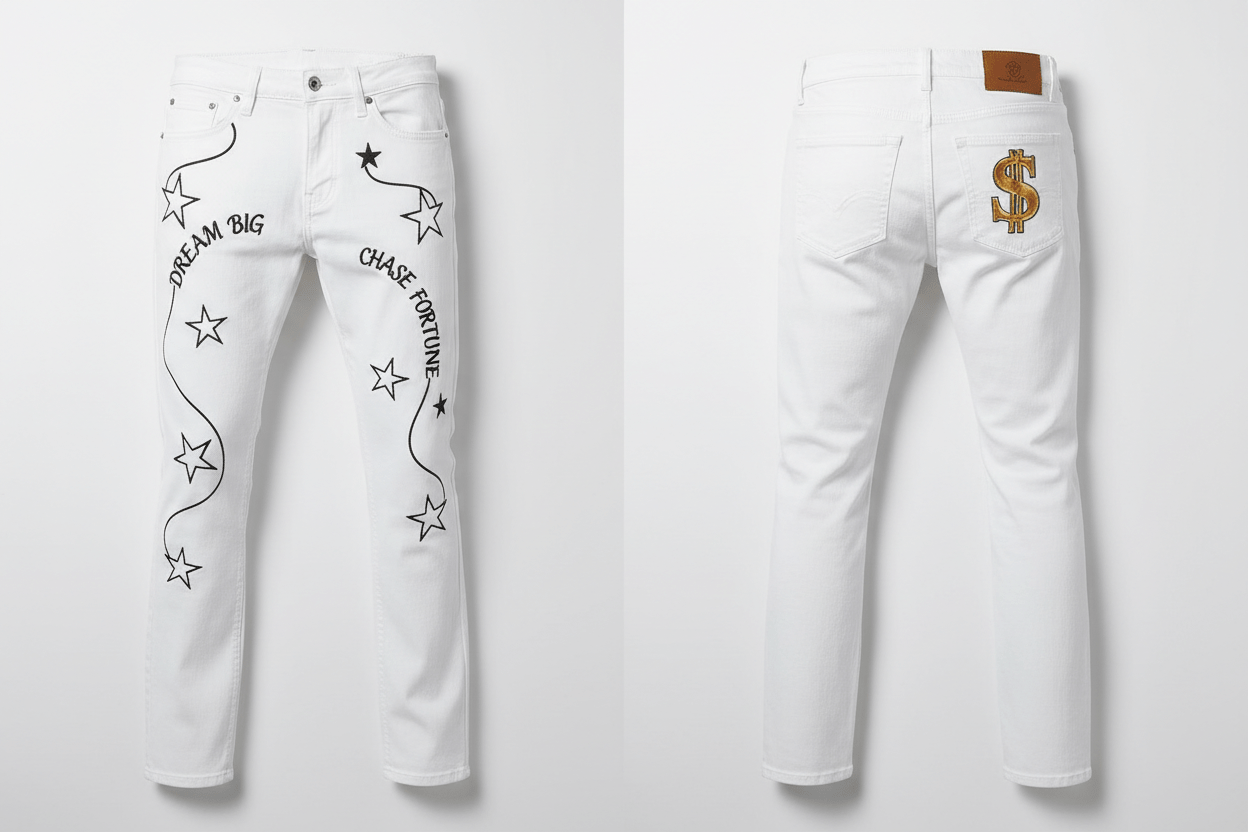 กางเกงยีนส์ลายพิเศษ ทรงกระบอก - money shopping คุ้ม