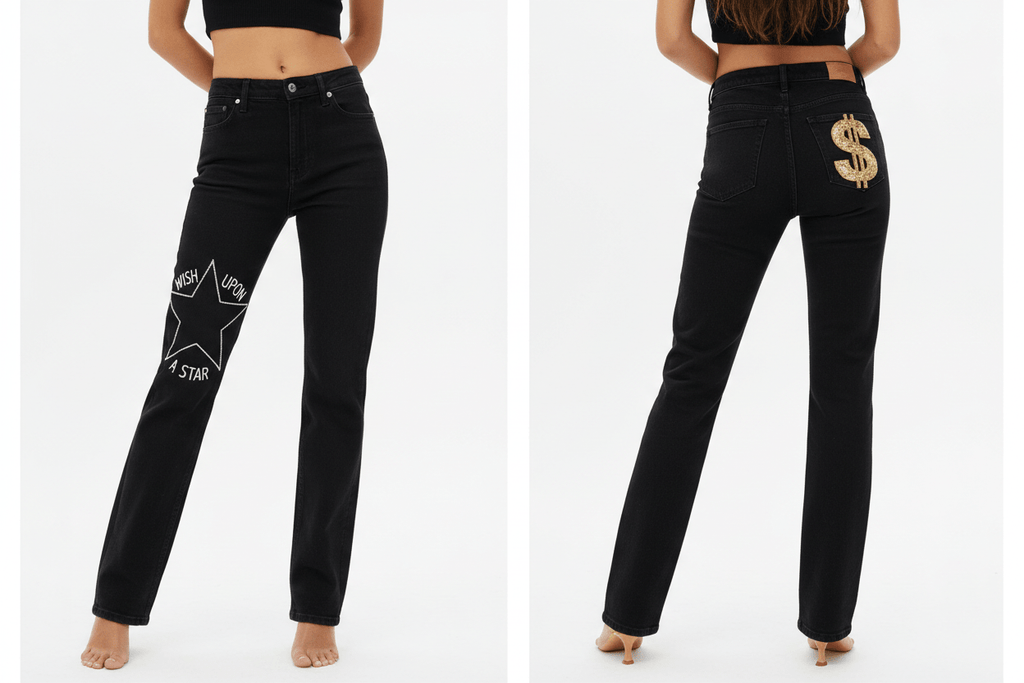 กางเกงยีนส์ลายพิเศษ ทรงกระบอก - money shopping คุ้ม