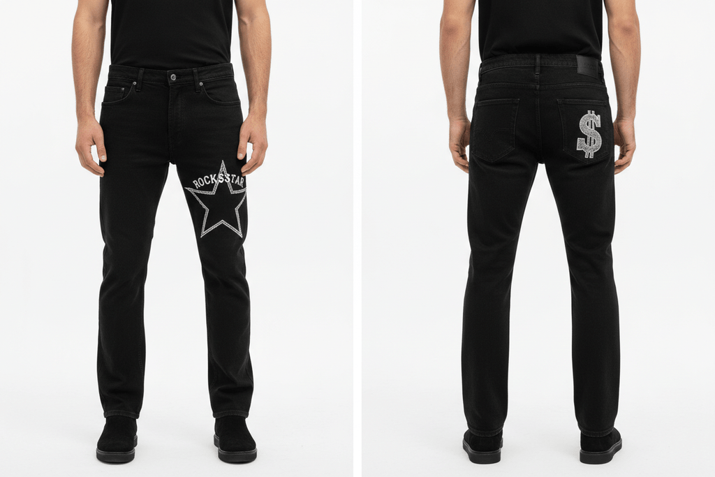 กางเกงยีนส์ลายพิเศษ ทรงกระบอก - money shopping คุ้ม