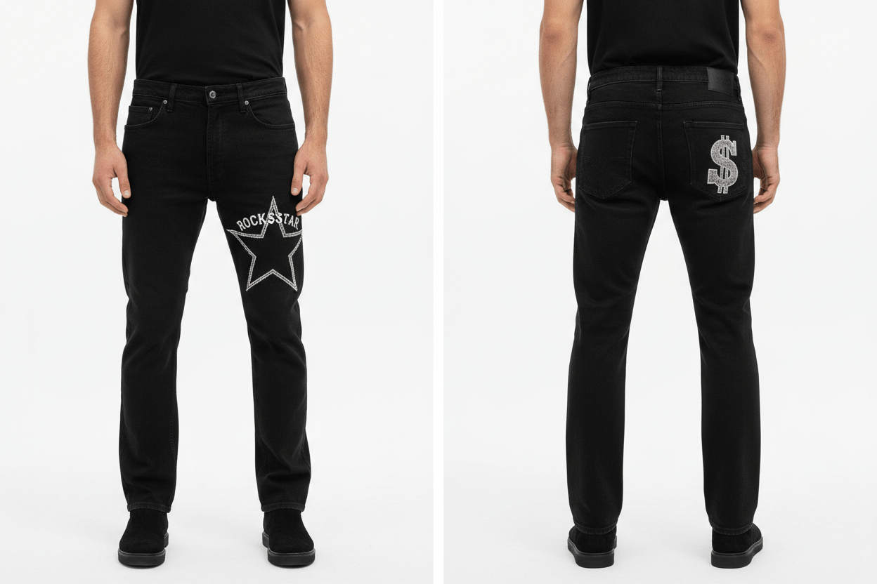 กางเกงยีนส์ลายพิเศษ ทรงกระบอก - money shopping คุ้ม