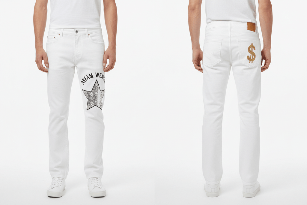 กางเกงยีนส์ลายพิเศษ ทรงกระบอก - money shopping คุ้ม