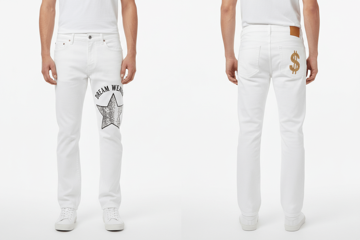 กางเกงยีนส์ลายพิเศษ ทรงกระบอก - money shopping คุ้ม