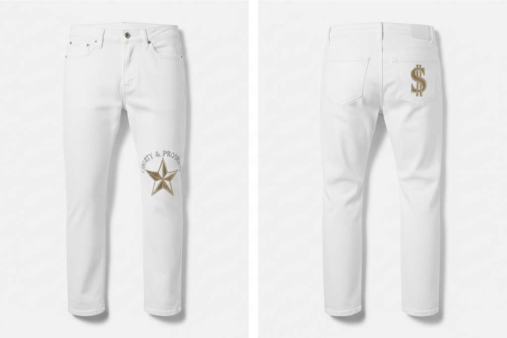 กางเกงยีนส์สีขาว Slim Fit - money shopping คุ้ม