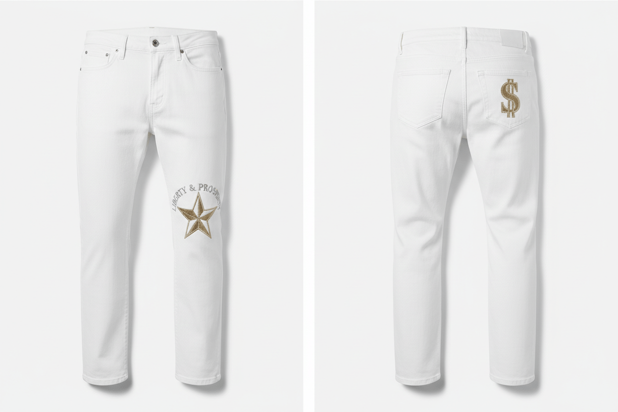 กางเกงยีนส์สีขาว Slim Fit - money shopping คุ้ม