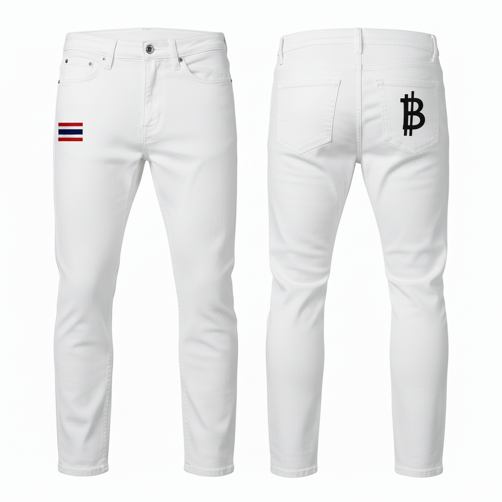 กางเกงยีนส์สีขาว Slim Fit - money shopping คุ้ม